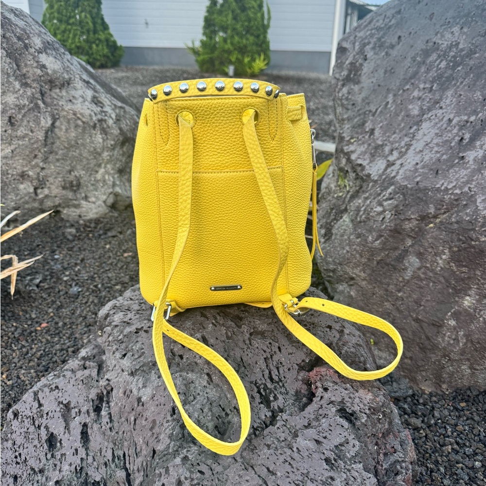 Rebecca Minkoff Yellow Pebbled Leather Backpack Bag - Picture 3 of 10
